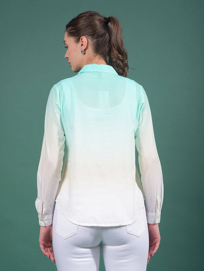 Green 100% Cotton Shirt-Women Shirts-Crimsoune Club