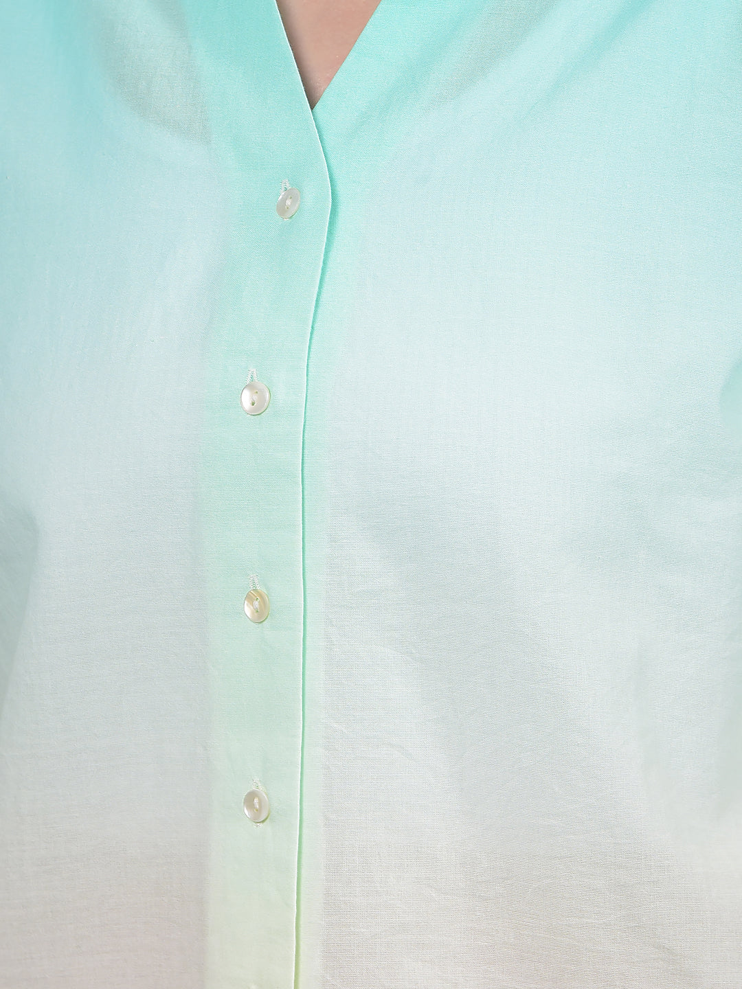 Green 100% Cotton Shirt-Women Shirts-Crimsoune Club