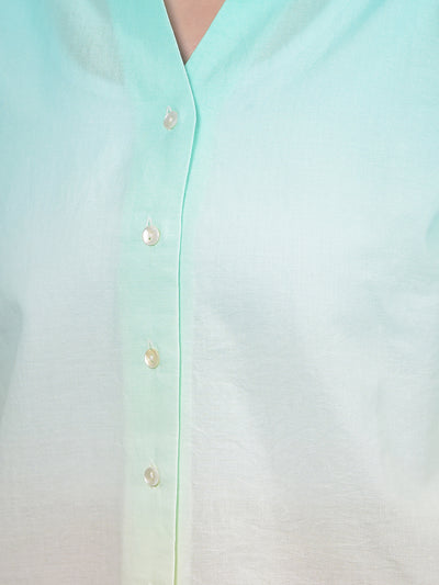 Green 100% Cotton Shirt-Women Shirts-Crimsoune Club
