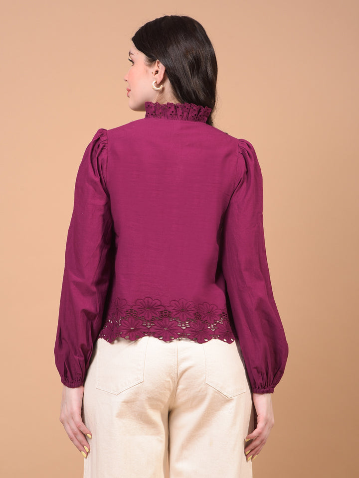 Women's Red V-Neck 100% Cotton Cropped Top-Women Tops-Crimsoune Club