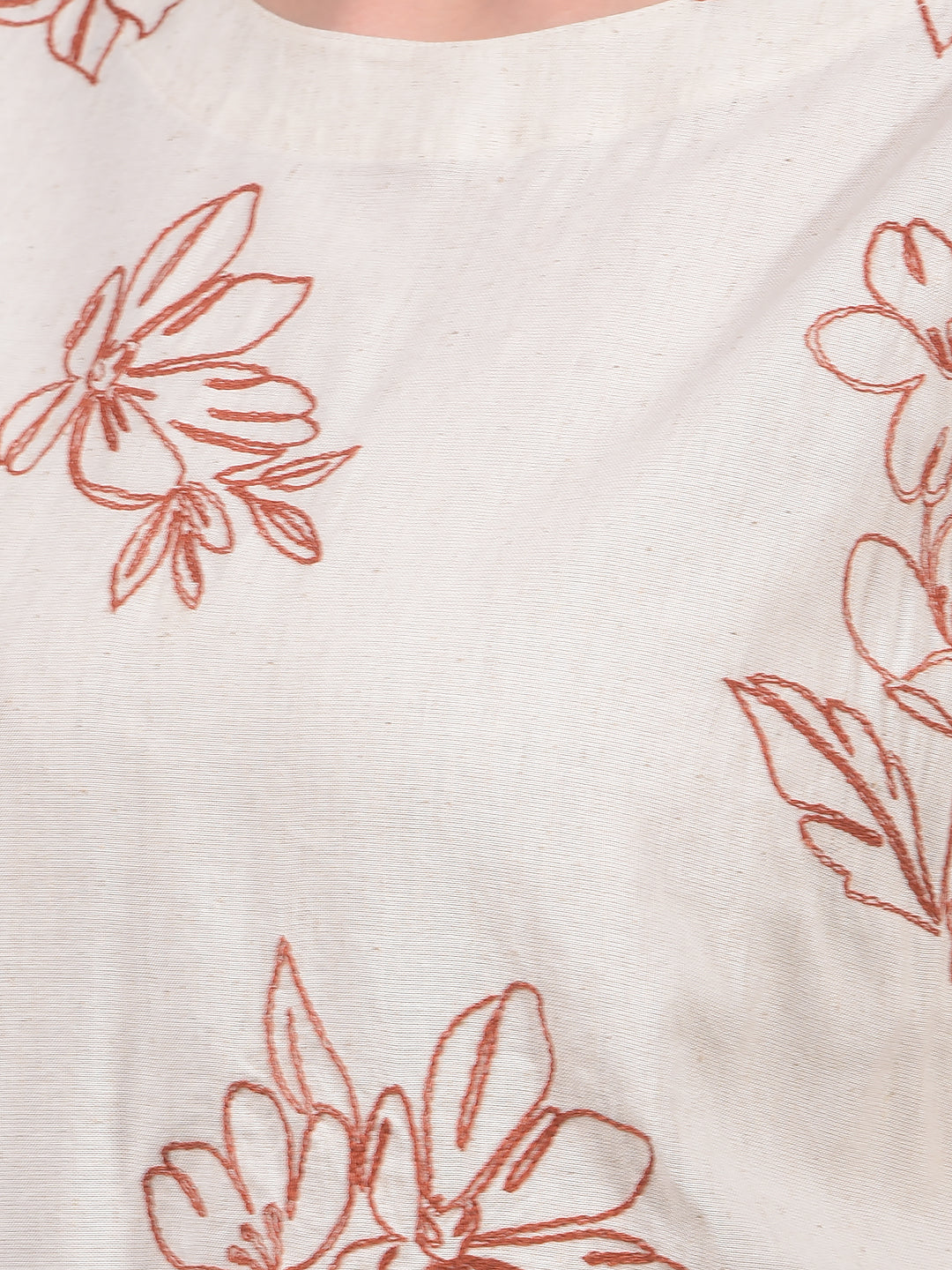 Beige Embroidered Top-Women Tops-Crimsoune Club