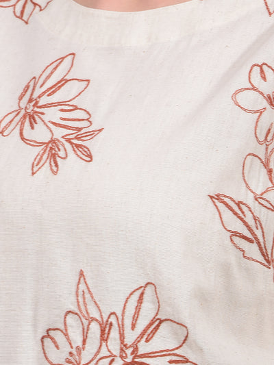 Beige Embroidered Top-Women Tops-Crimsoune Club