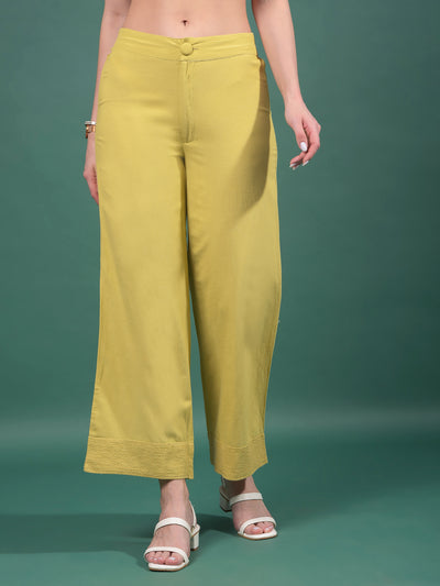 Olive Wide-Leg Trousers-Women Trousers-Crimsoune Club
