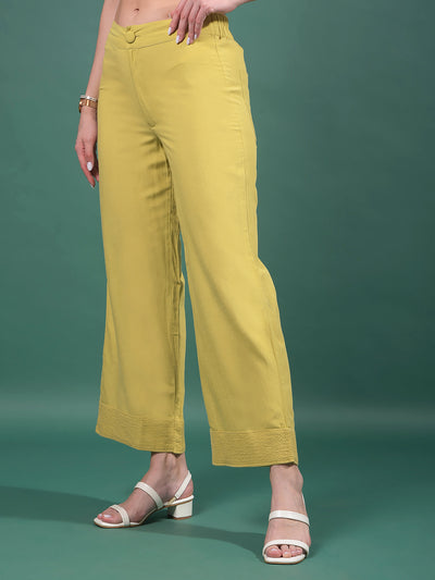 Olive Wide-Leg Trousers-Women Trousers-Crimsoune Club