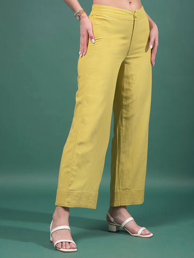 Olive Wide-Leg Trousers-Women Trousers-Crimsoune Club
