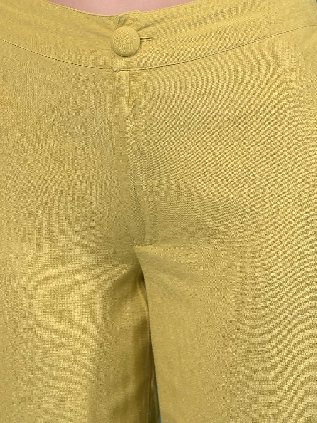 Olive Wide-Leg Trousers-Women Trousers-Crimsoune Club