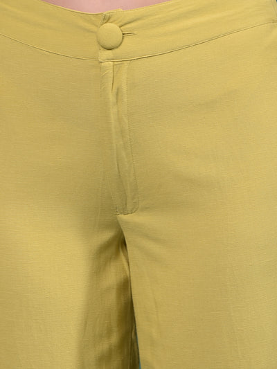 Olive Wide-Leg Trousers-Women Trousers-Crimsoune Club