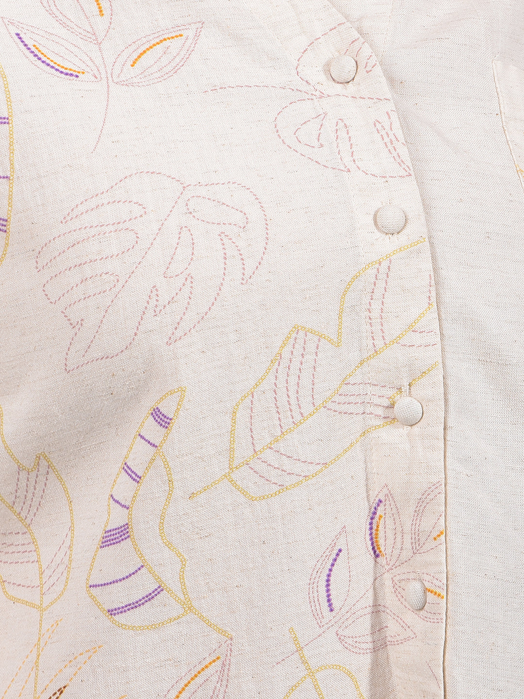 Beige Embroidered Crop Length Shirt-Women Shirts-Crimsoune Club