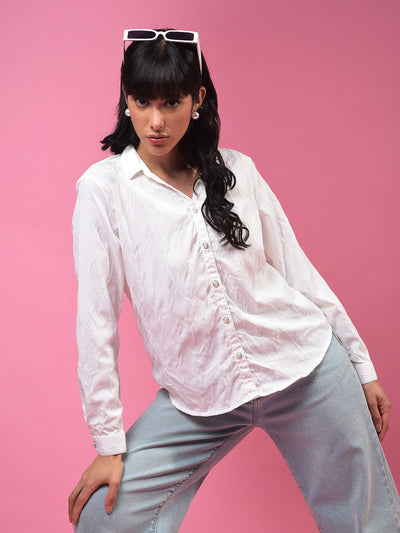 White Embroidered Shirt-Women Shirts-Crimsoune Club
