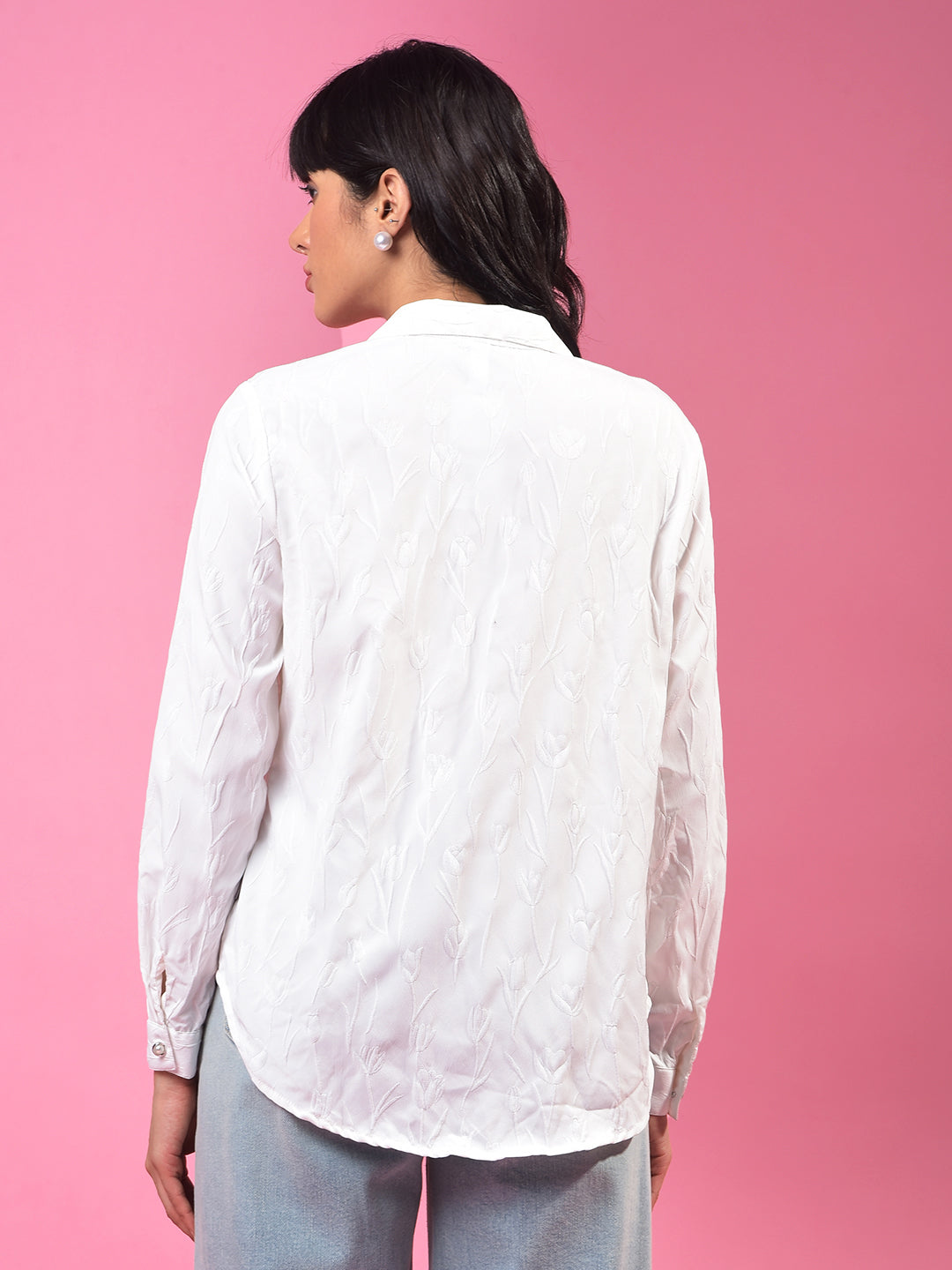 White Embroidered Shirt-Women Shirts-Crimsoune Club