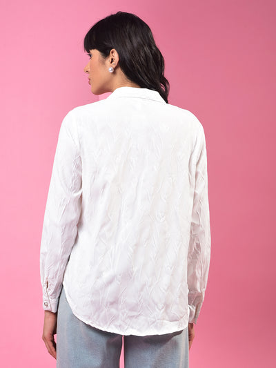 White Embroidered Shirt-Women Shirts-Crimsoune Club