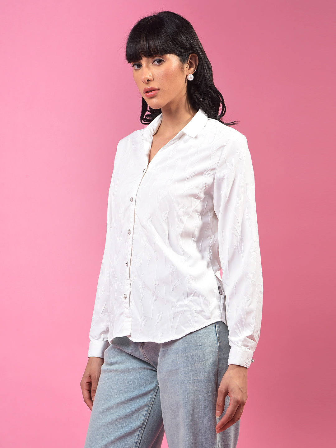 White Embroidered Shirt-Women Shirts-Crimsoune Club