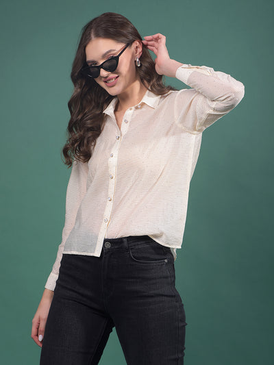 Yellow Embellished Shirt-Women Shirts-Crimsoune Club