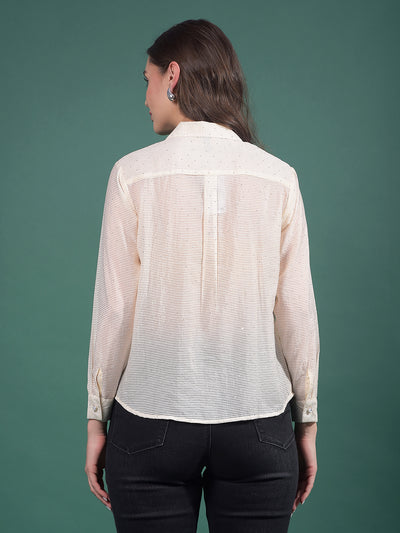Yellow Embellished Shirt-Women Shirts-Crimsoune Club
