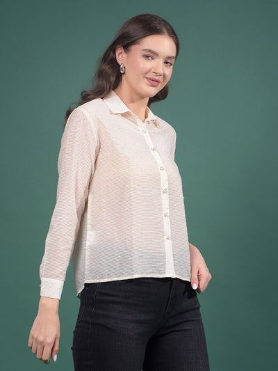 Yellow Embellished Shirt-Women Shirts-Crimsoune Club