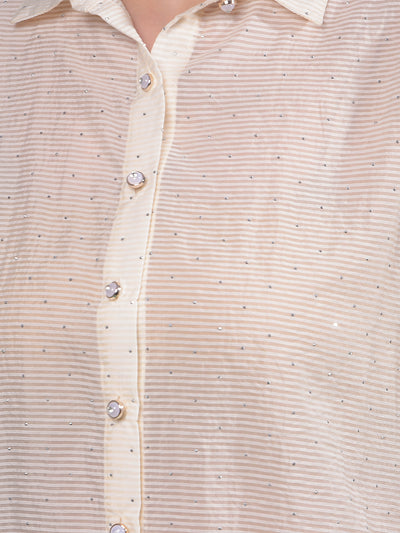 Yellow Embellished Shirt-Women Shirts-Crimsoune Club