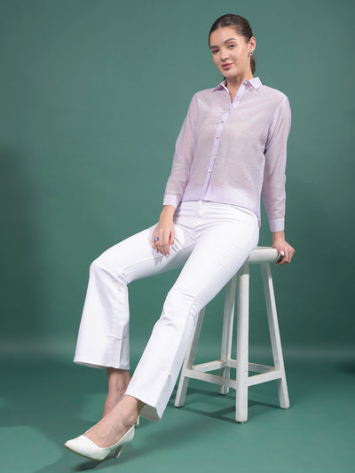 Purple Embellished Shirt-Women Shirts-Crimsoune Club