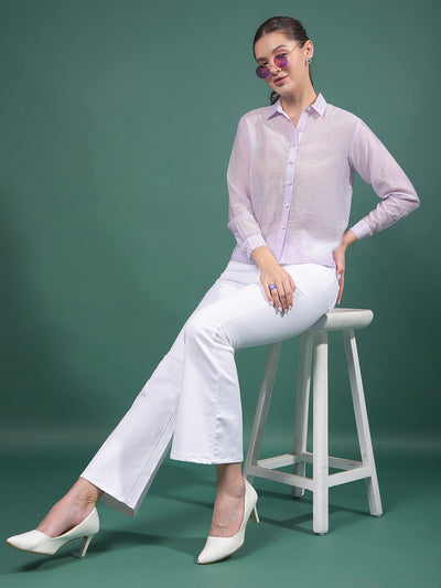 Purple Embellished Shirt-Women Shirts-Crimsoune Club