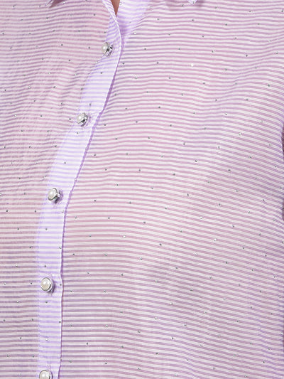 Purple Embellished Shirt-Women Shirts-Crimsoune Club