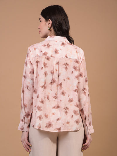 Women's Pink Floral Print Shirt-Women Shirts-Crimsoune Club