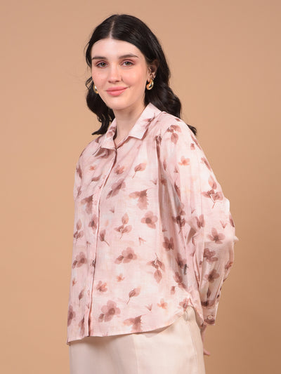 Women's Pink Floral Print Shirt-Women Shirts-Crimsoune Club