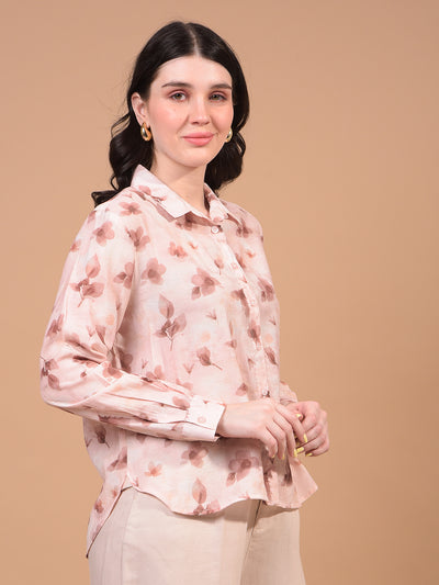 Women's Pink Floral Print Shirt-Women Shirts-Crimsoune Club