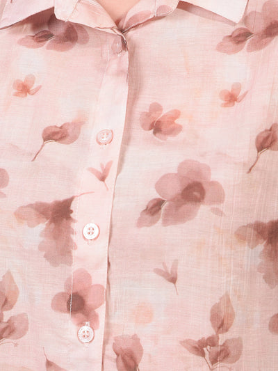 Women's Pink Floral Print Shirt-Women Shirts-Crimsoune Club