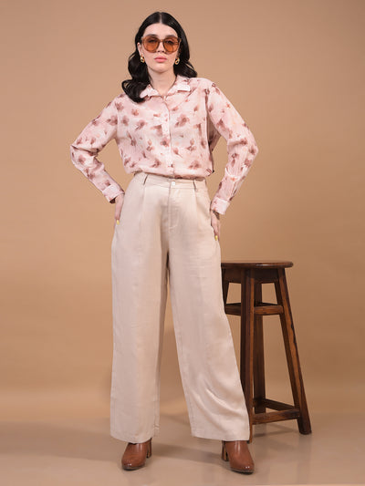 Women's Pink Floral Print Shirt-Women Shirts-Crimsoune Club