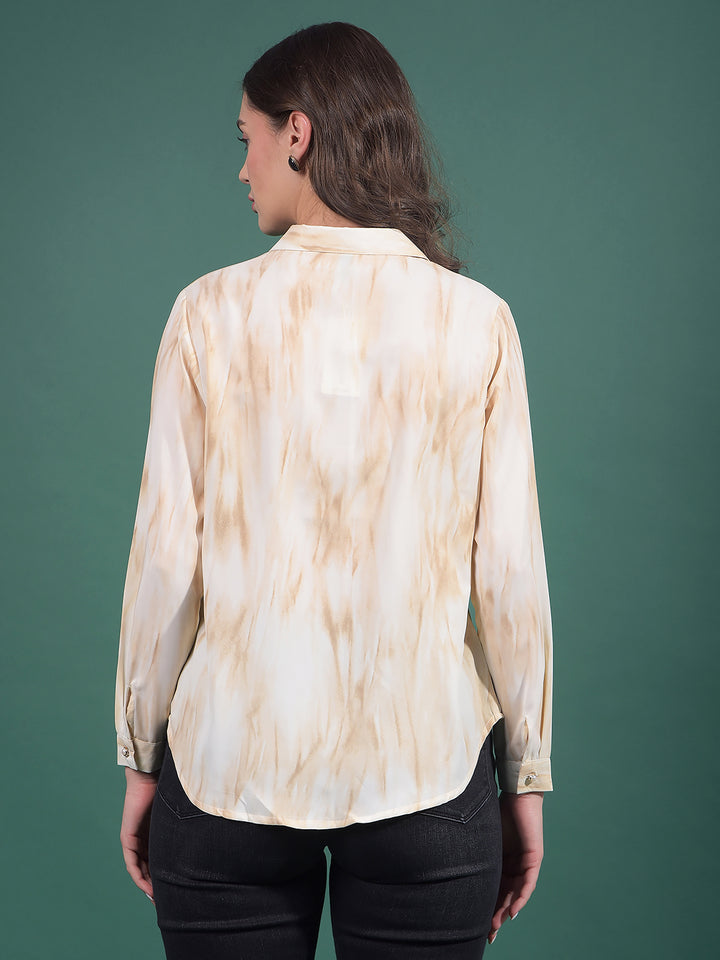 Beige Abstract Print Shirt-Women Shirts-Crimsoune Club