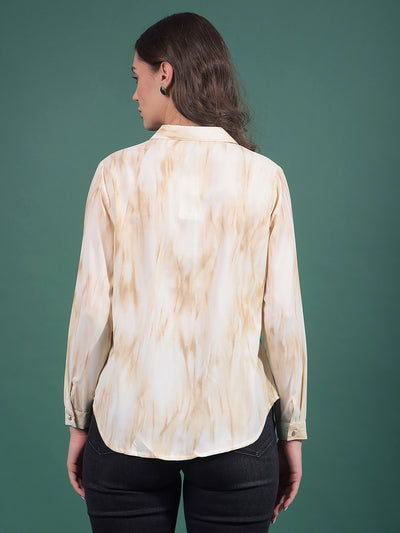 Beige Abstract Print Shirt-Women Shirts-Crimsoune Club