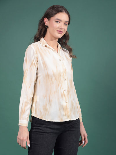 Beige Abstract Print Shirt-Women Shirts-Crimsoune Club