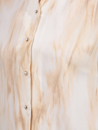 Beige Abstract Print Shirt-Women Shirts-Crimsoune Club