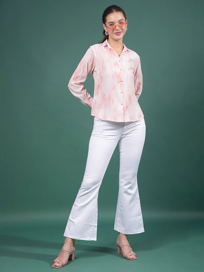 Pink Abstract Print Shirt-Women Shirts-Crimsoune Club