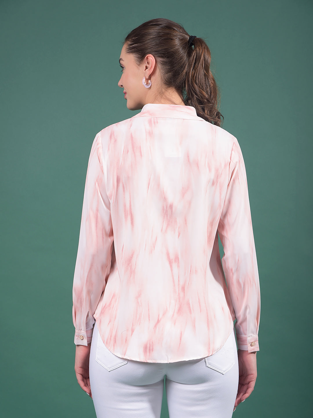 Pink Abstract Print Shirt-Women Shirts-Crimsoune Club