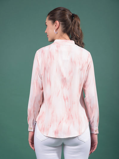 Pink Abstract Print Shirt-Women Shirts-Crimsoune Club