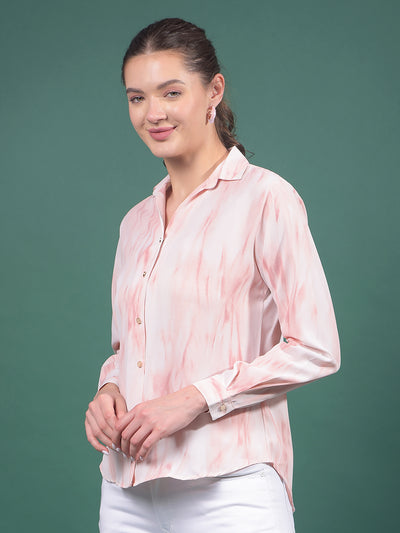 Pink Abstract Print Shirt-Women Shirts-Crimsoune Club