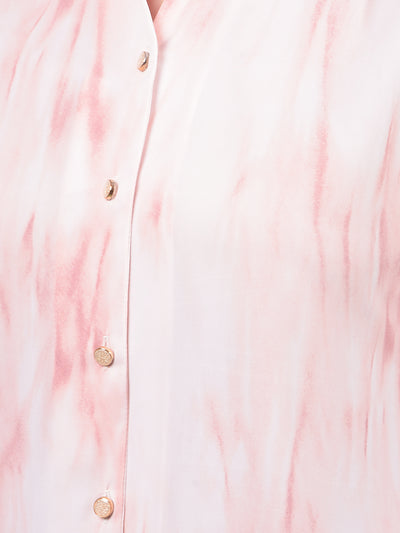 Pink Abstract Print Shirt-Women Shirts-Crimsoune Club