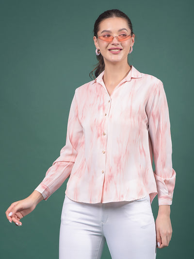 Pink Abstract Print Shirt-Women Shirts-Crimsoune Club