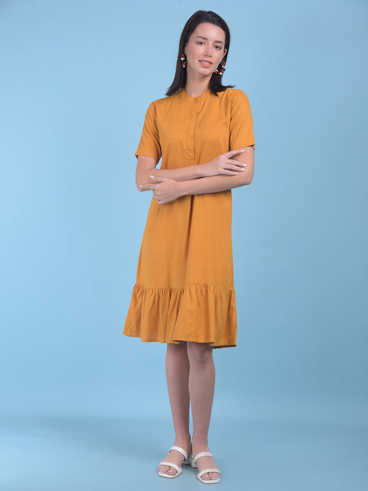 Yellow A-Line Dress-Women Dresses-Crimsoune Club