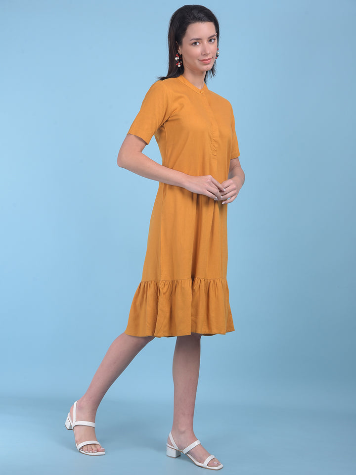 Yellow A-Line Dress-Women Dresses-Crimsoune Club