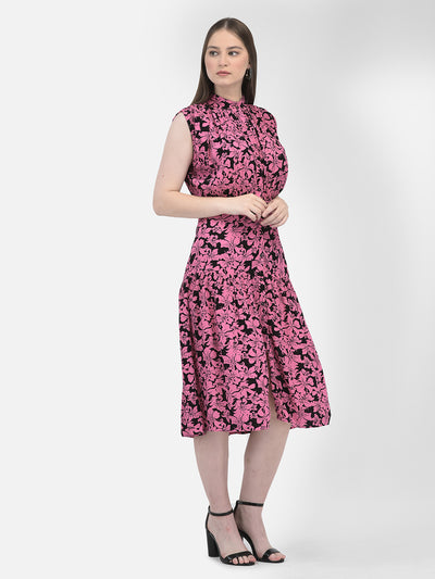 Floral Print Pink Dress-Women Dresses-Crimsoune Club