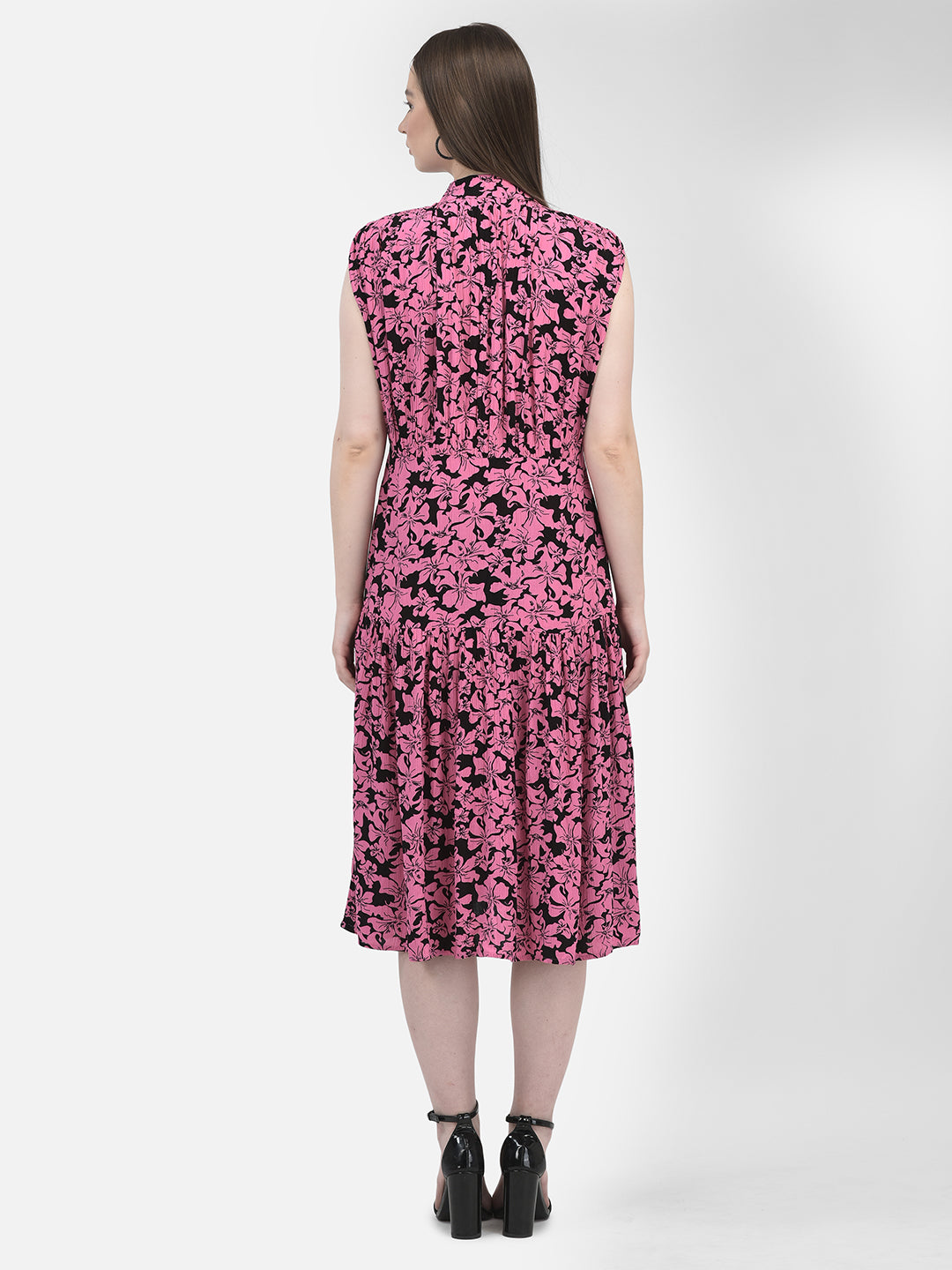 Floral Print Pink Dress-Women Dresses-Crimsoune Club