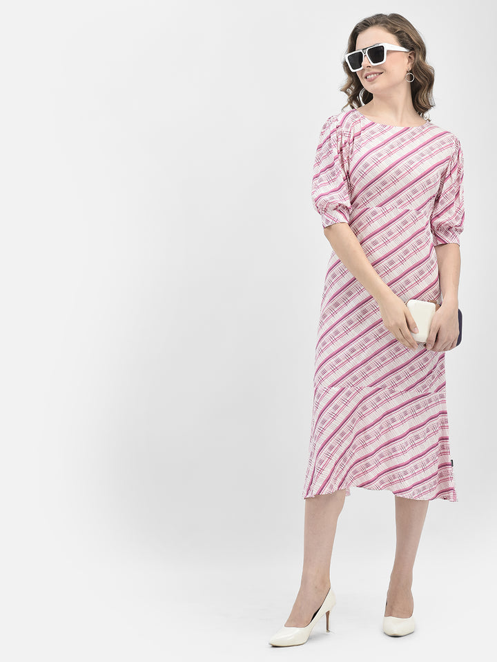 Pink Printed Dress-Women Dresses-Crimsoune Club