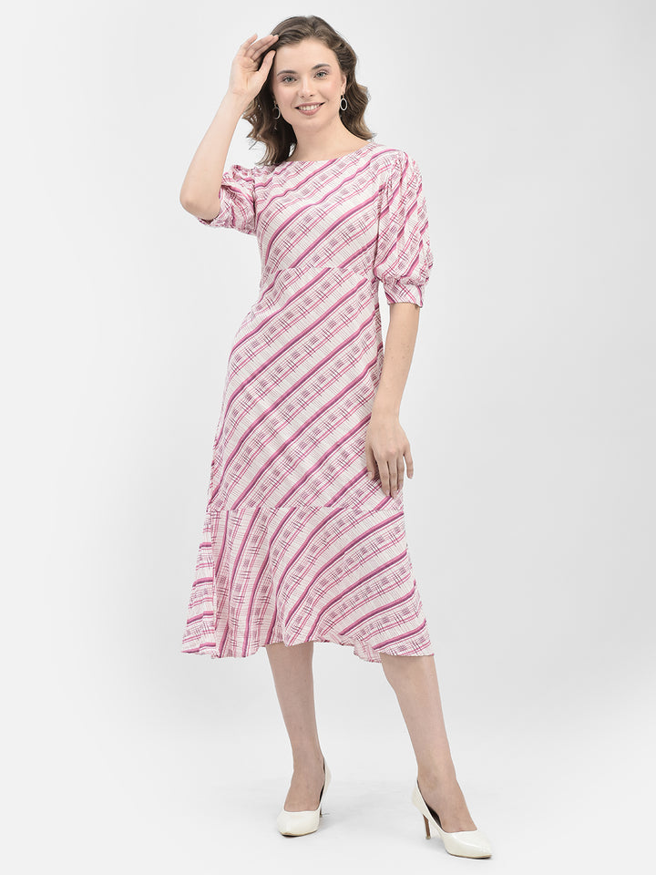 Pink Printed Dress-Women Dresses-Crimsoune Club