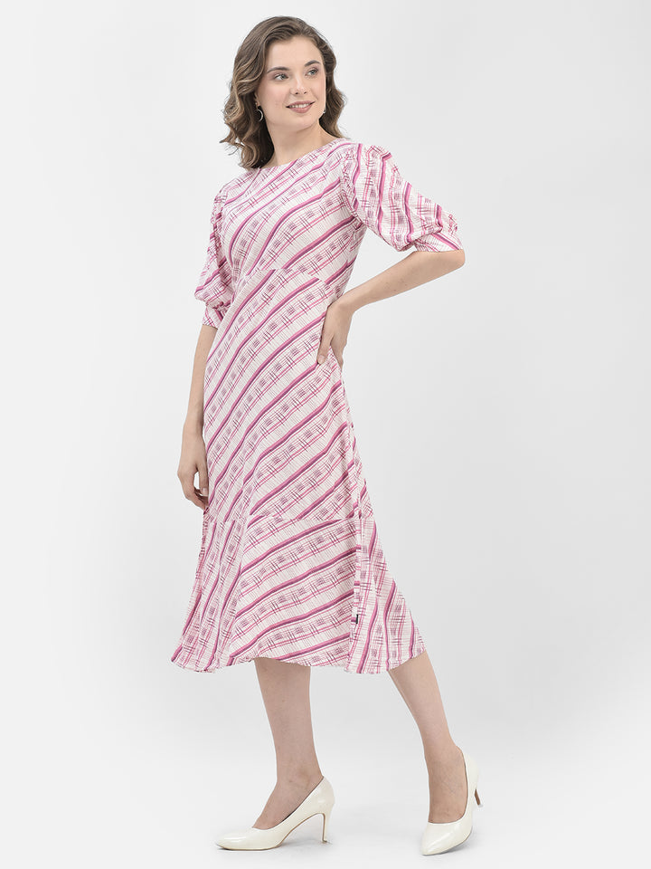 Pink Printed Dress-Women Dresses-Crimsoune Club