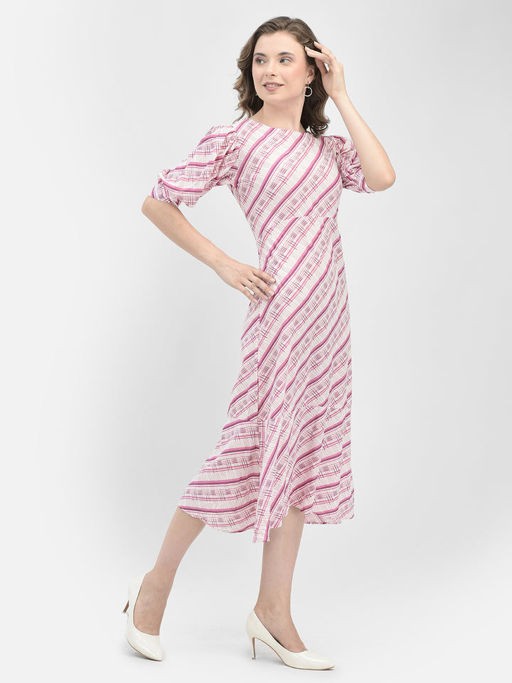 Pink Printed Dress-Women Dresses-Crimsoune Club