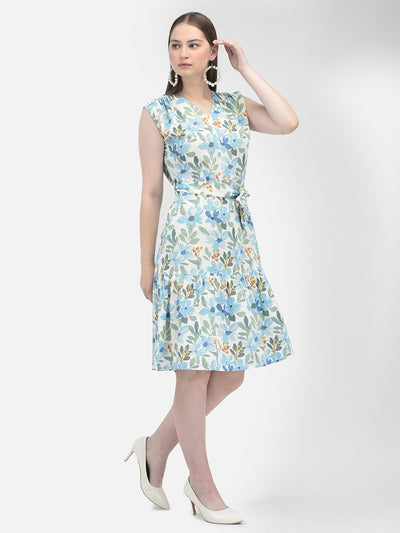 Multicolored- Linen Floral Print Dress-Women Dresses-Crimsoune Club