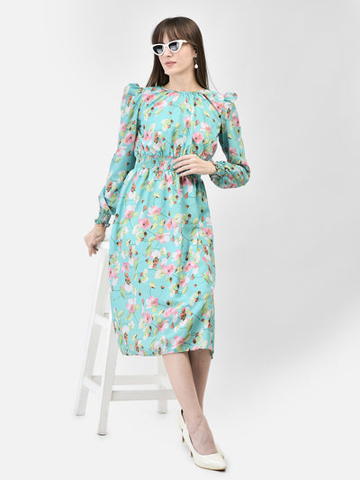 Floral Knee Length Dress-Women Dresses-Crimsoune Club