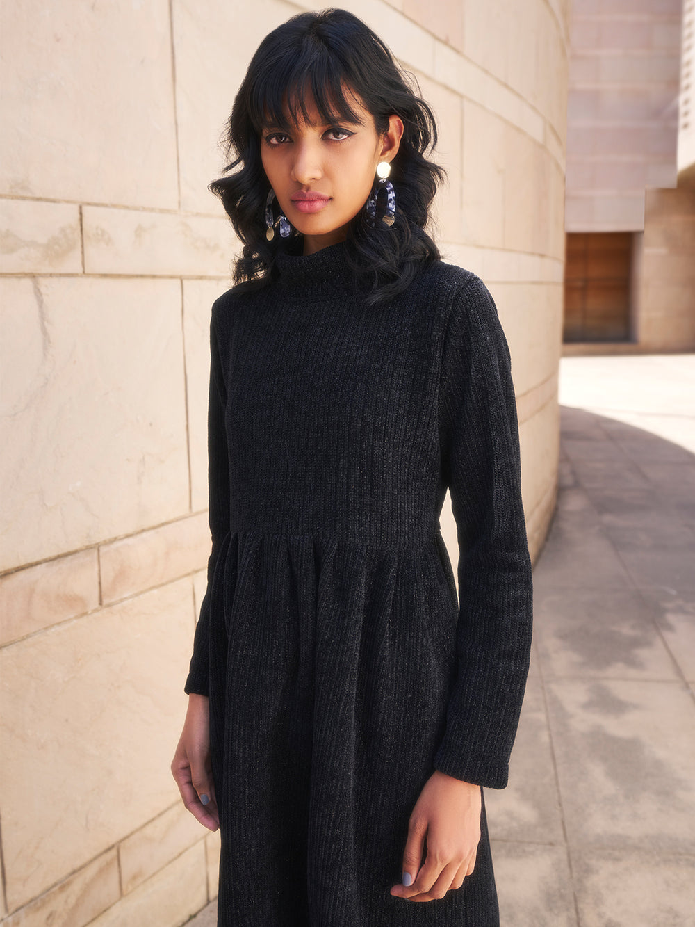 Black Fit & Flare Dress-Women Dresses-Crimsoune Club