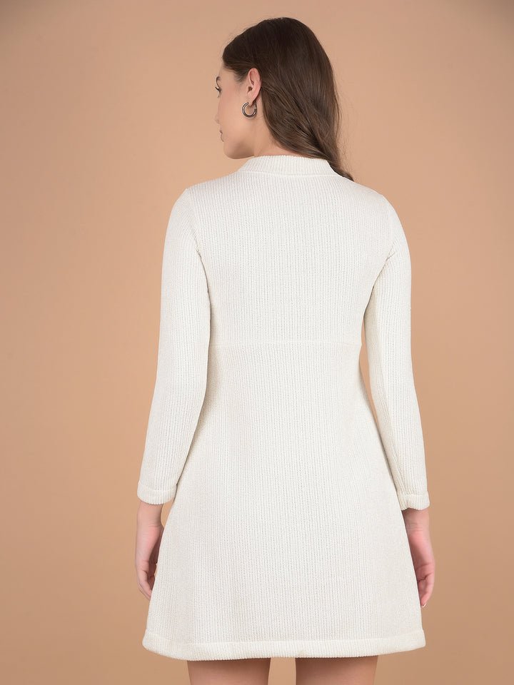 Off White Fit & Flare Dress-Women Dresses-Crimsoune Club